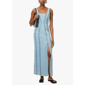 Dala On Tap Midi Paneled Denim Dress Canyon Blue Size 24 NWT Organic Cotton